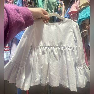 Chic White Kids Ruffle Sleeve Blouse